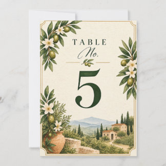 Eleganter mediterraner Olivenzweig Hochzeitstisch Einladung