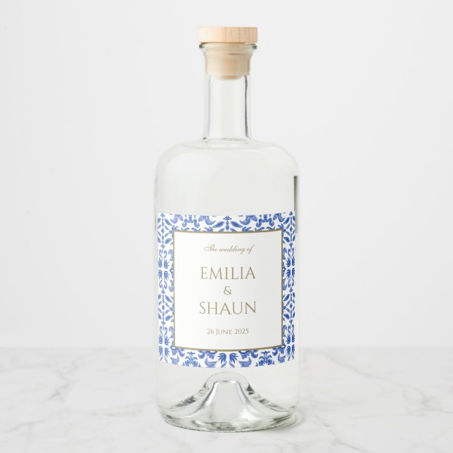 Eleganter mediterraner Stil Alkoholflaschenetikett (Vorderseite)