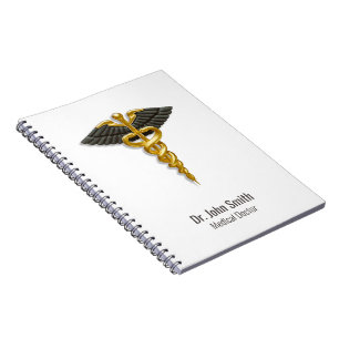 Eleganter Medizinischer Caduceus mit schwarzen Flü Notizblock