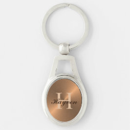 Eleganter Metallic Bronze Masculine Monogram Name Schlüsselanhänger