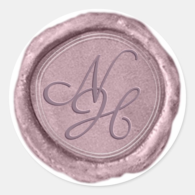 Eleganter Metallic Pink Wax Siegel Monogram Sticke Runder Aufkleber (Vorderseite)