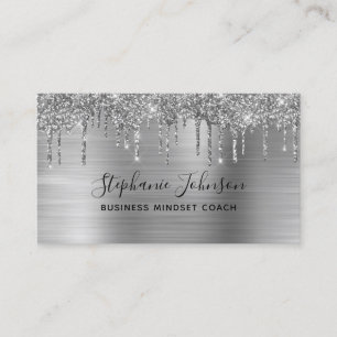 Eleganter Metallic Silver Glitzer Tropfen Boss Lad Visitenkarte