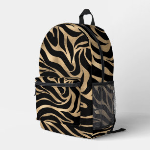 Eleganter metallischer Gold-Zebra-Schwarz-Tierdruc Bedruckter Rucksack