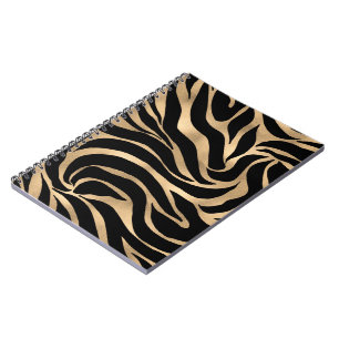 Eleganter metallischer Gold-Zebra-Schwarz-Tierdruc Notizblock