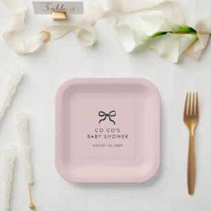 Eleganter Minimal Bow Baby Shower Cocktail Napkins Pappteller