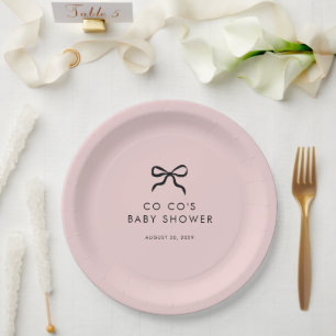 Eleganter Minimal Bow Baby Shower Cocktail Napkins Pappteller