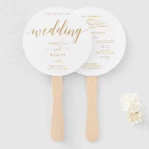 Eleganter Minimal Gold Round Wedding Hand Fan Fächer