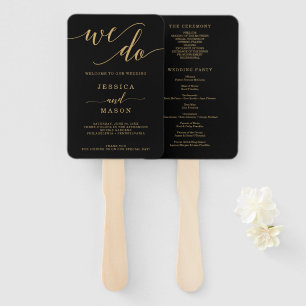 Eleganter Minimal Gold Wedding Program Fan Fächer