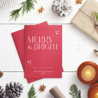 Eleganter Minimal Merry & Bright Corporate Feiertagskarte