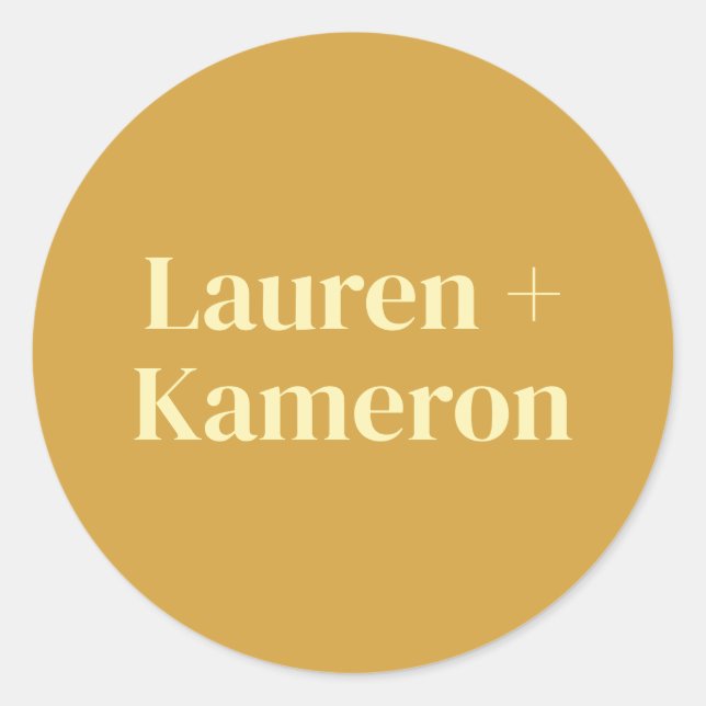 Eleganter Minimal Moderner Hochzeitsplatz Runder Aufkleber (Vorderseite)