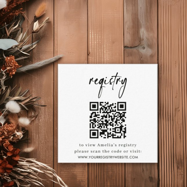 Eleganter Minimal Registry Baby Shower Begleitkarte (Von Creator hochgeladen)