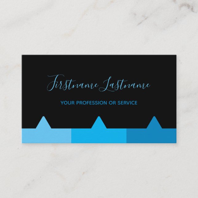 Eleganter Minimal-Schwarz-Indigoblau-Monogramm-Bus Visitenkarte (Vorderseite)