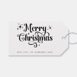 Eleganter Minimal Schwarz und Weiß Frohe Weihnacht Geschenkanhänger