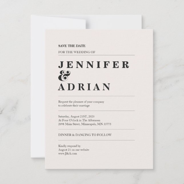 Eleganter Minimal White Modern Wedding rettet das  (Vorderseite)