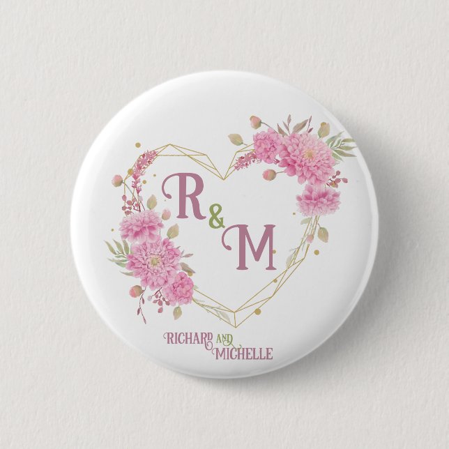 Eleganter minimaler Chic Initialbuchstabenname Mon Button (Vorderseite)