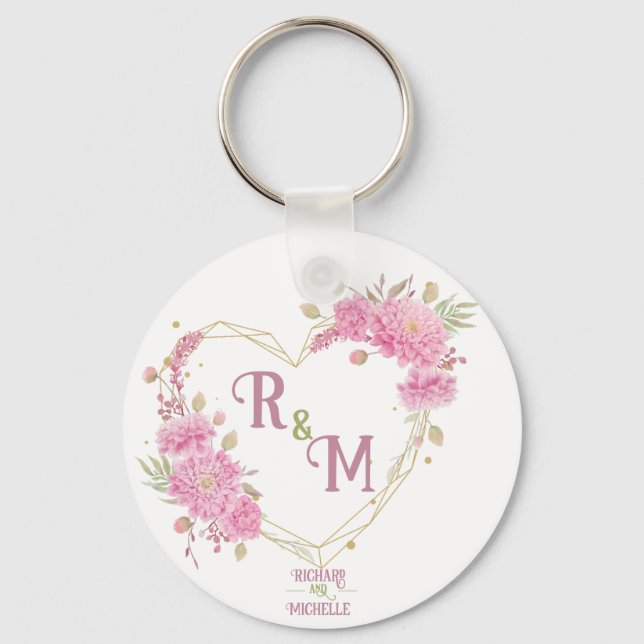 Eleganter minimaler Chic Initialbuchstabenname Mon Schlüsselanhänger (Vorderseite)