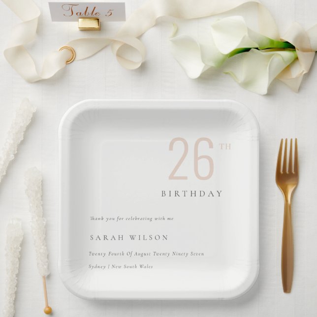 Eleganter minimaler, feiner Dusky-Rost jedes Alter Pappteller (Hochzeit)