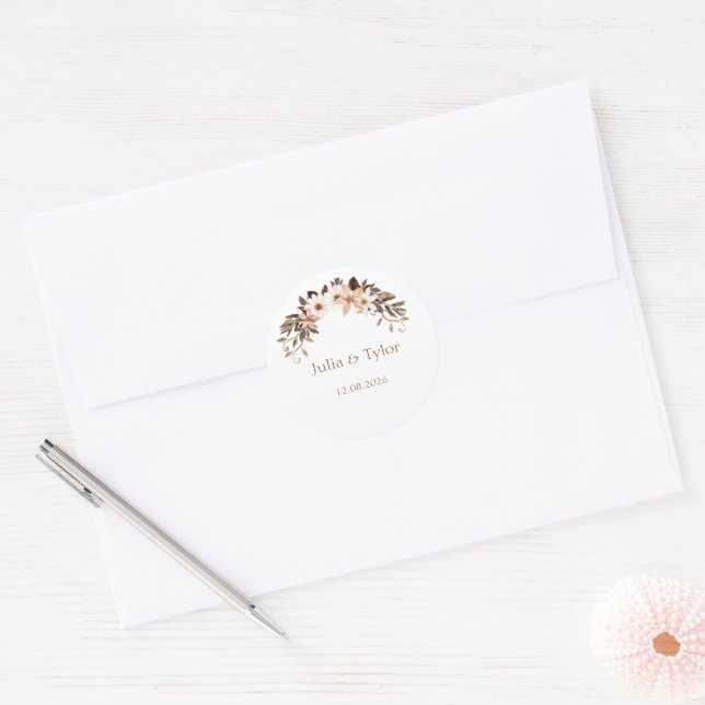 Eleganter minimaler Hochzeit-Aufkleber Runder Aufkleber (Umschlag)