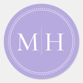 Eleganter Minimaler Lavendel Monogram Dotted Borde Runder Aufkleber