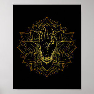 Eleganter minimaler Mudra-Hand-Lotus-Buddhismus-Me Poster