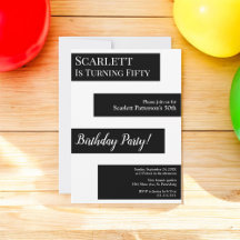 Eleganter minimaler Schwarz-Weiß-Chic 50. Geburtst