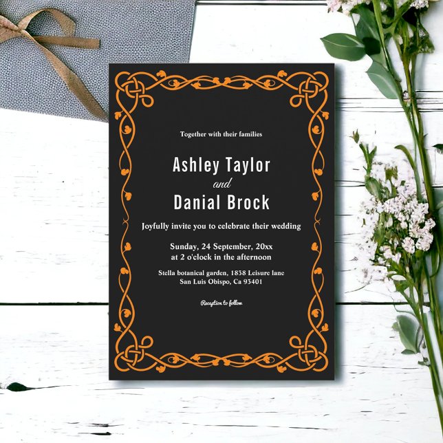 Eleganter minimaler Schwarz-Weiß-Chic-Rahmen Hochz Einladung (Von Creator hochgeladen)