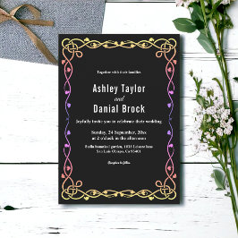 Eleganter minimaler Schwarz-Weiß-Rahmen-Hochzeit Einladung