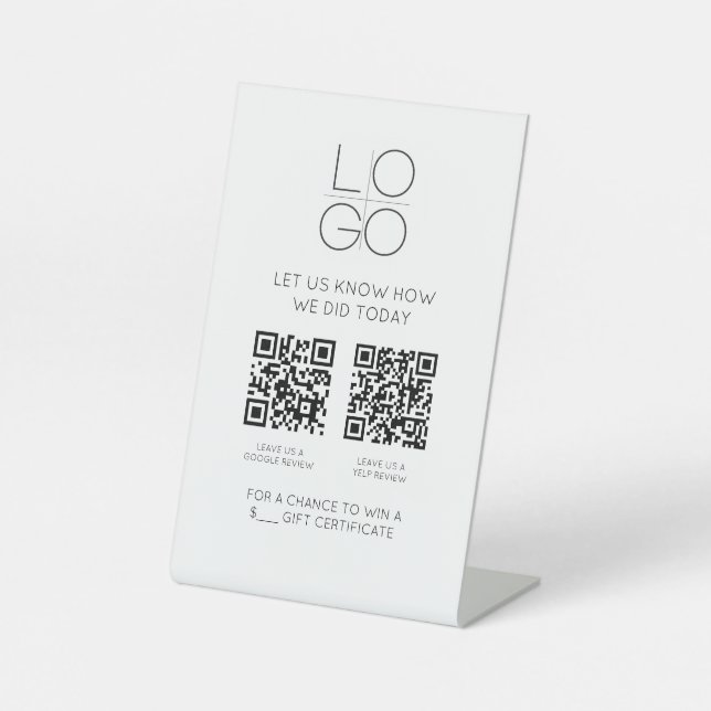 Eleganter Minimaler Script CR-Code-Customer Review Sockelschild (Vorderseite)