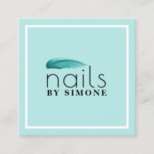 Eleganter minimaler türkisfarbener Nagellack Quadratische Visitenkarte
