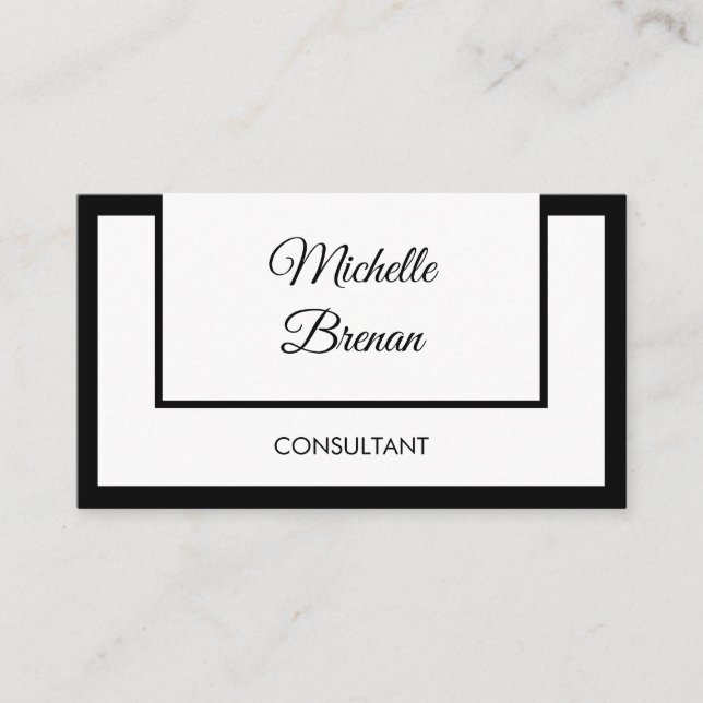 Eleganter Minimalist Black & White Visitenkarte (Vorderseite)