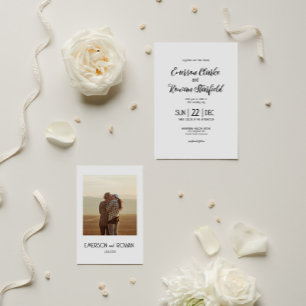 Eleganter Minimalist mit Foto bearbeitbaren Hochze Einladung