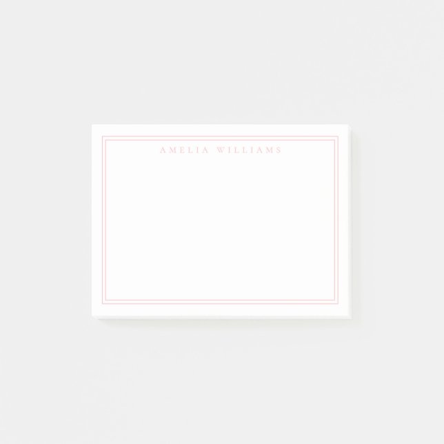 Eleganter minimalist rosa Doppelrand Post-it Klebezettel (Vorderseite)