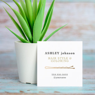 Eleganter minimalist weißer falscher Gold-Friseur Quadratische Visitenkarte