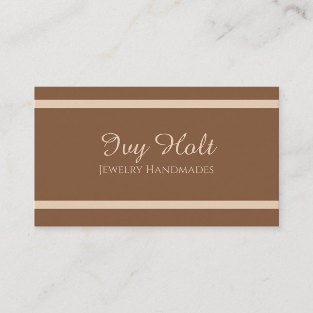Eleganter Minimalistisch Brown Beige Jewelry QR Co Visitenkarte (Vorderseite)