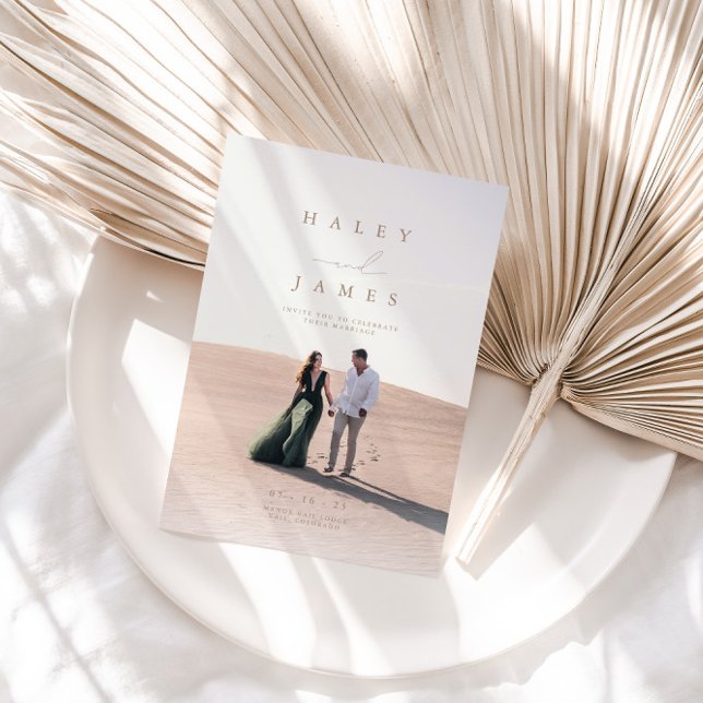 Eleganter Minimalistisch Chic Script Foto Wedding  Einladung (Von Creator hochgeladen)