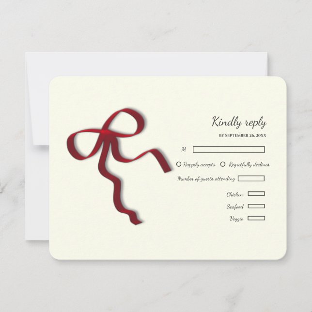Eleganter Minimalistisch Einfaches Hochzeitrotes RSVP Karte (Vorderseite)