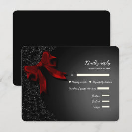 Eleganter Minimalistisch Einfaches Hochzeitrotes RSVP Karte