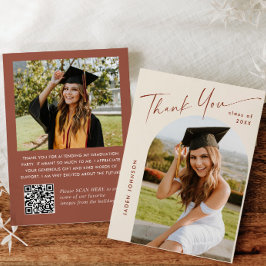 Eleganter Minimalistischer Abschluss 2 Foto QR-Cod Dankeskarte