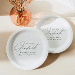 Eleganter Minimalistischer Abschluss in Weiß und S Pappteller<br><div class="desc">Elegante Abschluss-Papier-Teller mit "Graduate" in einem schönen schwarzen Skript mit weißem Hintergrund angezeigt. Personalisieren Sie die Teller des Abschlusses, indem Sie den Namen des Absolventen, den Namen der Schule und das Jahr des Abschlusses hinzufügen. Die personalisierten Abschluss Papier Teller sind sowohl für High School- als auch für Uni-Abschluss Partys geeignet....</div>