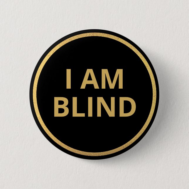 Eleganter Minimalistischer Black Gold Text Ich bin Button (Vorderseite)