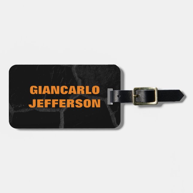 Eleganter Minimalistischer Black Stone-Stil Berufl Gepäckanhänger (Vorderseite horizontal)