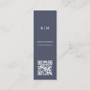 Eleganter Minimalistischer Blue Qr-Code - Innenarc Mini Visitenkarte