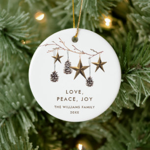 Eleganter minimalistischer Boho Frohe Weihnachten Keramik Ornament