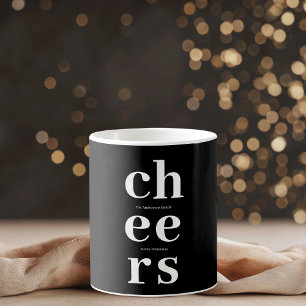 Eleganter minimalistischer Cheers Modern Schwarz Kaffeetasse