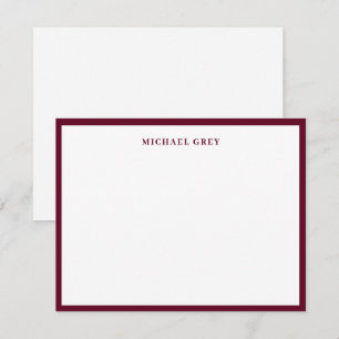 Eleganter Minimalistischer dunkler Burgund Name Bo Mitteilungskarte