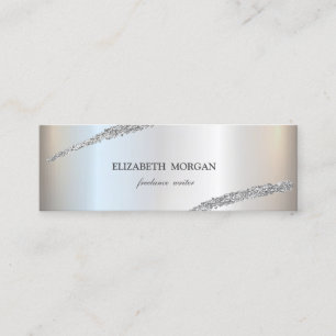Eleganter Minimalistischer, einfacher Silver Glitz Mini Visitenkarte