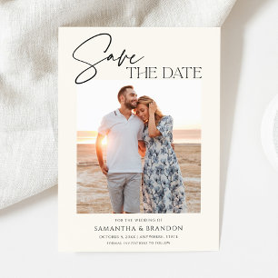 Eleganter minimalistischer Elfenbeinfoto-Save-the- Save The Date