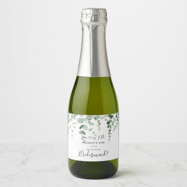 Eleganter Minimalistischer Eukalyptus Bridesmaid-V (Vorderseite)