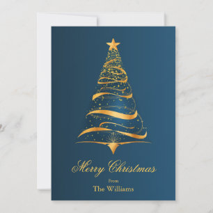Eleganter Minimalistischer Goldbaum Weihnachtsgrüß Feiertagskarte