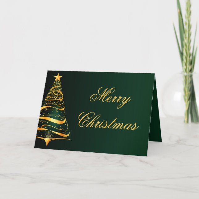 Eleganter Minimalistischer Goldbaum Weihnachtsgrüß Karte (Vorderseite)